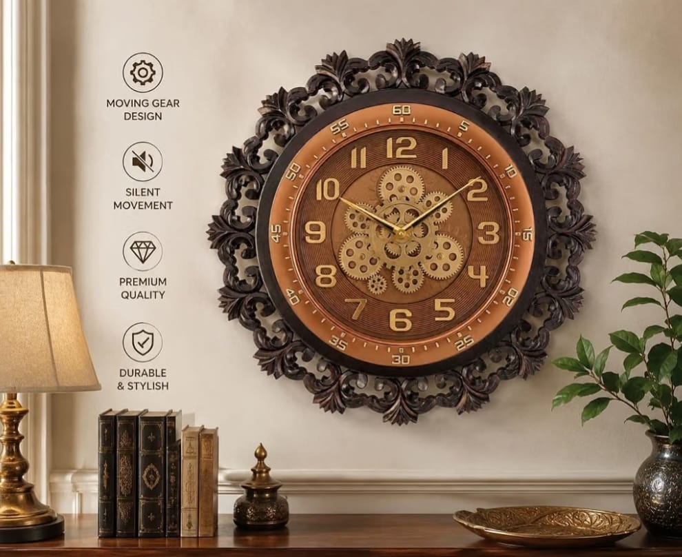 Wooden wall gear watch 18 inch size